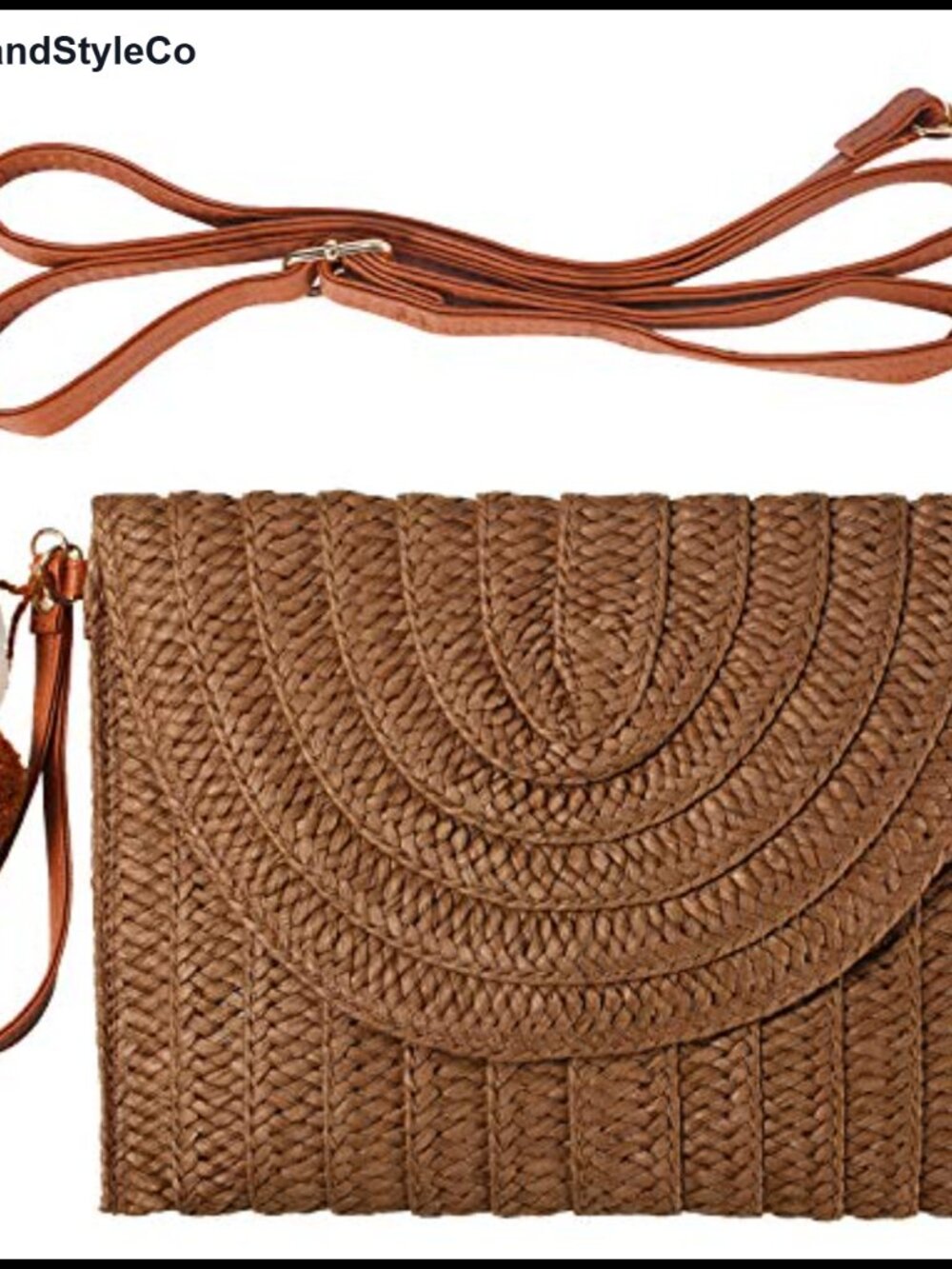 Straw Clutch Crossbody Bag Woven Envelope Purse with Belt